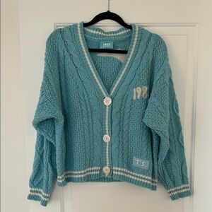 Taylor Swift Teal Cable Knit Cardigan